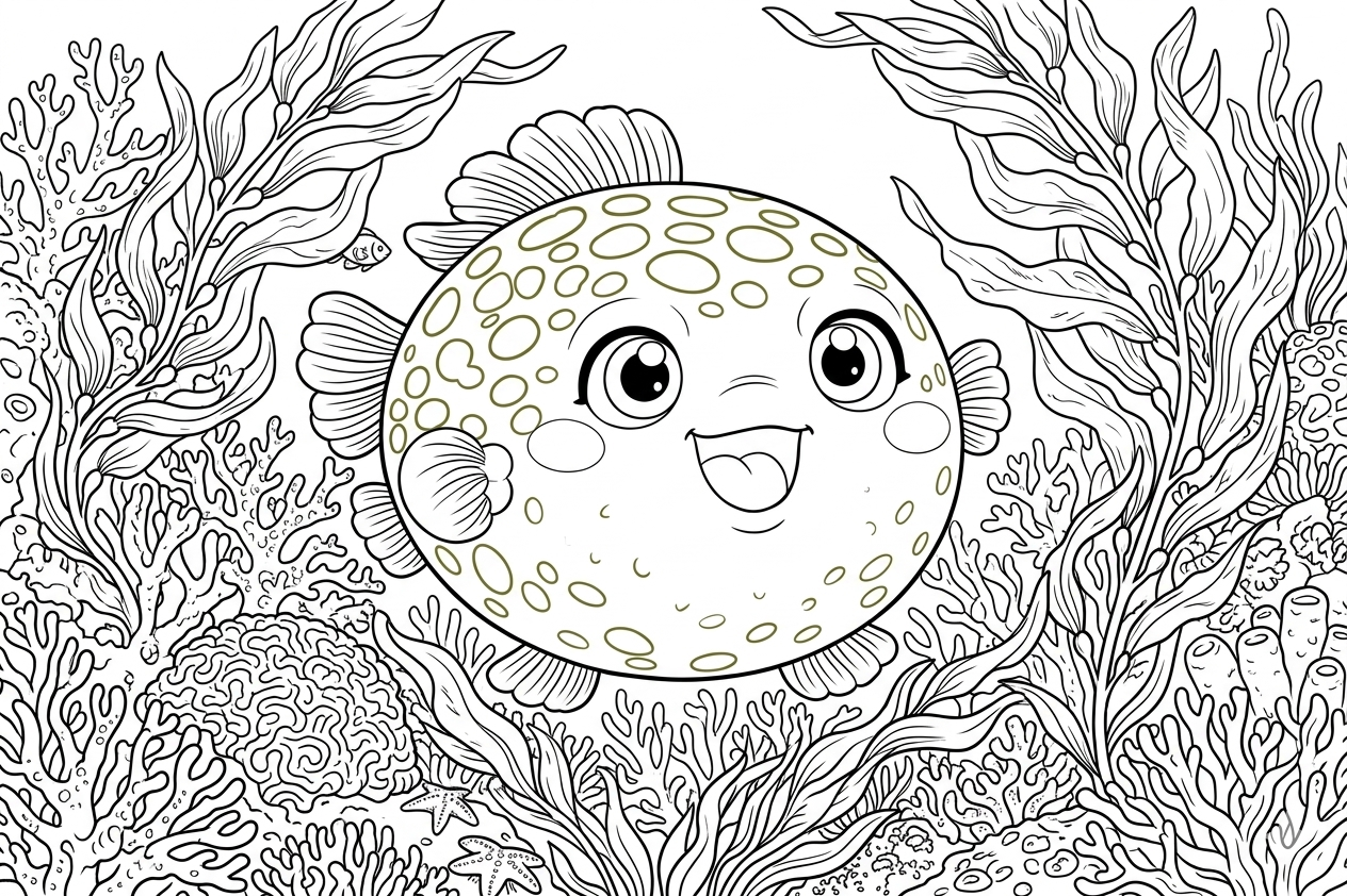 Ausmalbild Fisch Kinder Meer